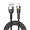 Кабель USB-A – Lightning для Apple, 2,4А, 1м, в черной нейлоновой оплетке, с LED подсветкой REXANT 18-7059 - фото 86406