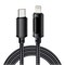 Кабель Type-C – Lightning для Apple, 3А, 1м, в черной нейлоновой  оплетке, с LED-дисплеем REXANT 18-7068 - фото 86415